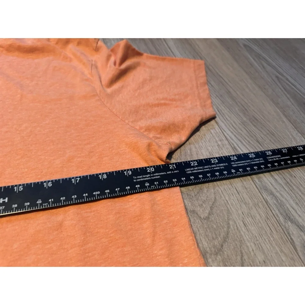 US‎ Polo Assn Mens V-Neck T-Shirt Large Orange Heathered Short Sleeve Logo